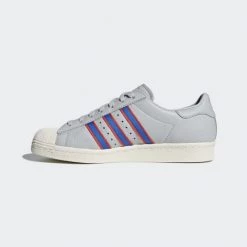 Adidas Superstar 80s Shoes - Grey / Red / Blue Men's