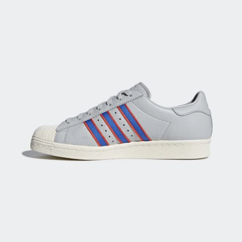 Adidas Superstar 80s Shoes - Grey / Red / Blue Men's