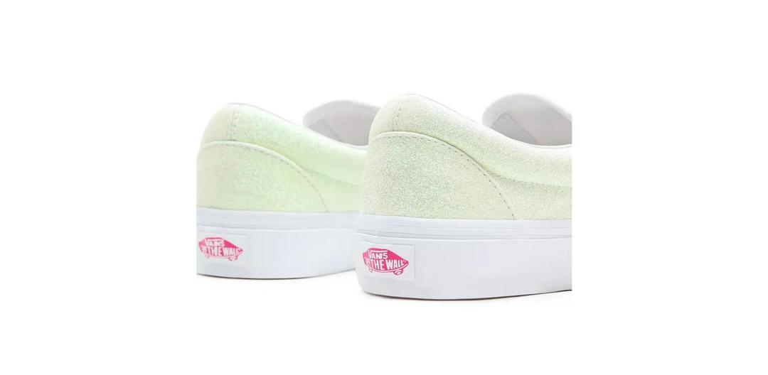 Vans Unisex UV Glitter Classic Slip On Shoes - Pink / True White