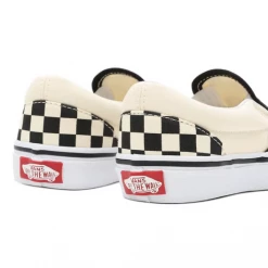 Vans Kid's Checkerboard Classis Slip On Shoes - Black / White Kids'
