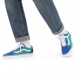 Men's Vans Unisex Retro Court Old Skool Shoes - Blue / Green