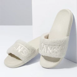 Vans Unisex Sherpa La Costa Slide-on Slides - Oatmeal Beige Shoes