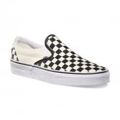 Vans Unisex Classic Slip On Checkerboard Shoes - Black / Beige / White