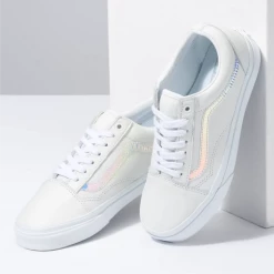 Vans Unisex Holo Sidestripe Old Skool Shoes - White / True White