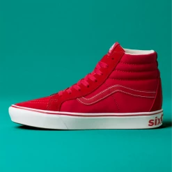 Vans Unisex Distort Comfycush Sk8 Hi Reissue Shoes - Racing Red / True White