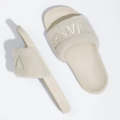 Vans Unisex Sherpa La Costa Slide-on Slides - Oatmeal Beige Shoes