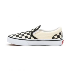 Vans Kid's Checkerboard Classis Slip On Shoes - Black / White Kids'