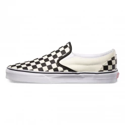 Vans Unisex Classic Slip On Checkerboard Shoes - Black / Beige / White