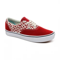 Vans Unisex Tear Check Comfycush Era Shoes - Racing Red / True White