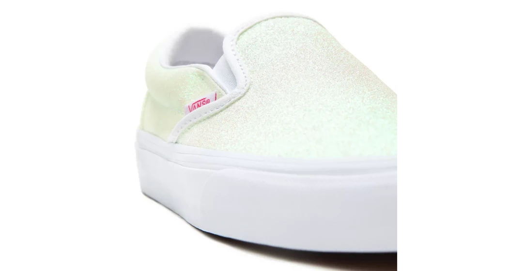 Vans Unisex UV Glitter Classic Slip On Shoes - Pink / True White