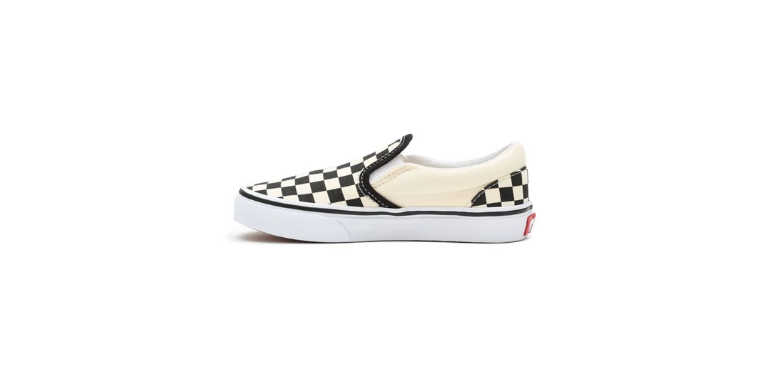 Vans Kid's Checkerboard Classis Slip On Shoes - Black / White