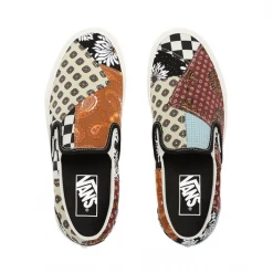 Vans Unisex Tiger Patchwork Classic Slip On Shoes - Black / True White