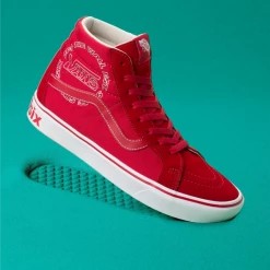 Vans Unisex Distort Comfycush Sk8 Hi Reissue Shoes - Racing Red / True White