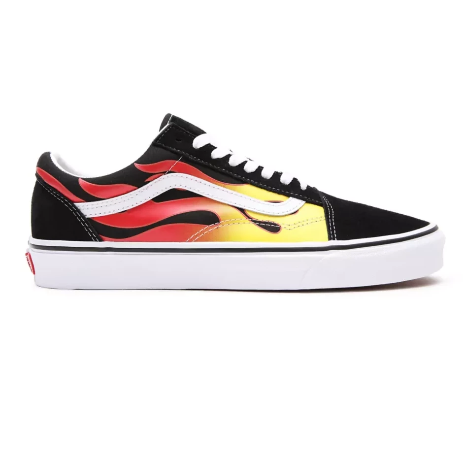 Vans Unisex Flame Old Skool Shoes - Black / True White