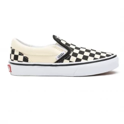 Vans Kid's Checkerboard Classis Slip On Shoes - Black / White