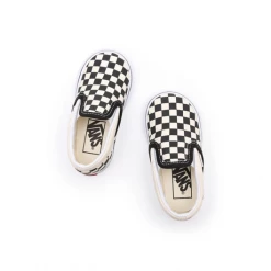 Vans Kid's Checkerboard Slip On TD Shoes - Black / White / Beige