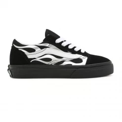 Kids' Vans Kid's Metallic Flame Old Skool Shoes - Black / Silver