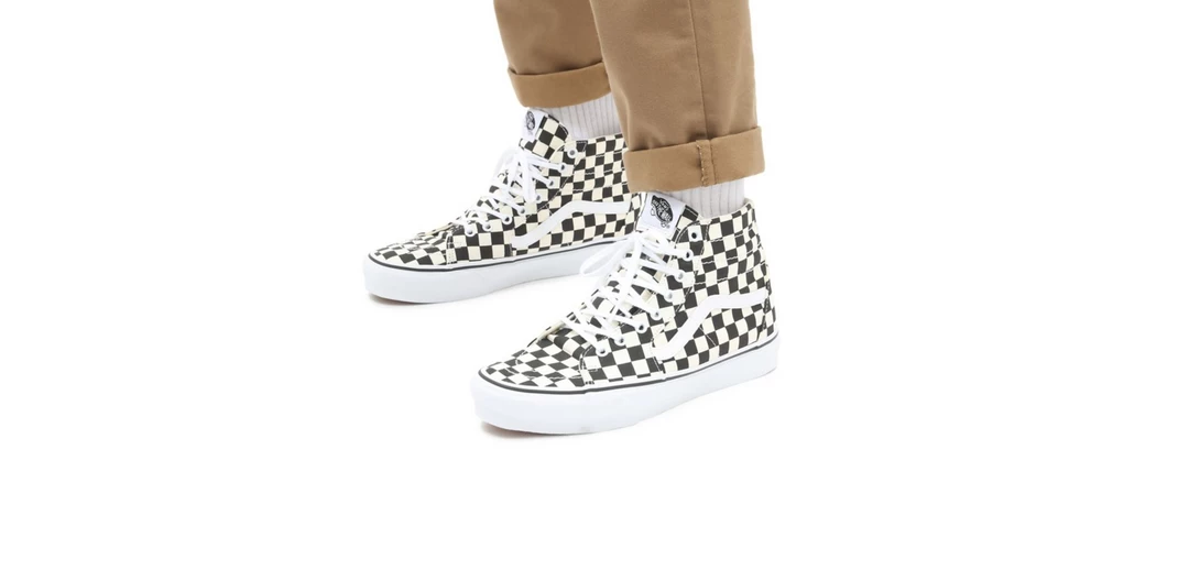 Vans Unisex Checkerboard Sk8 Hi Tapered Shoes - Black / White
