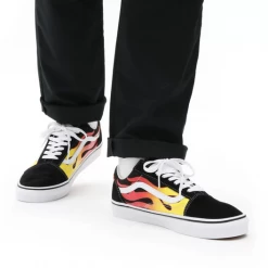 Vans Unisex Flame Old Skool Shoes - Black / True White