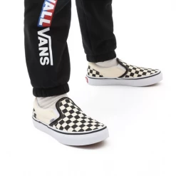 Vans Kid's Checkerboard Classis Slip On Shoes - Black / White Kids'