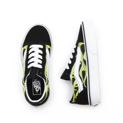Kids' Vans Kid's Slime Flame Old Skool Shoes - Black / True White