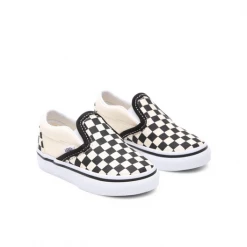 Vans Kid's Checkerboard Slip On TD Shoes - Black / White / Beige