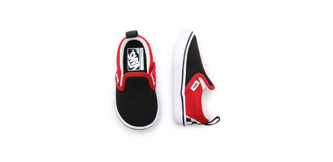 Kids' Vans Kid's Checkerboard Comfycush Slip On V Shoes - Black / Red