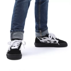 Kids' Vans Kid's Metallic Flame Old Skool Shoes - Black / Silver