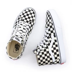 Vans Unisex Checkerboard Sk8 Hi Tapered Shoes - Black / White