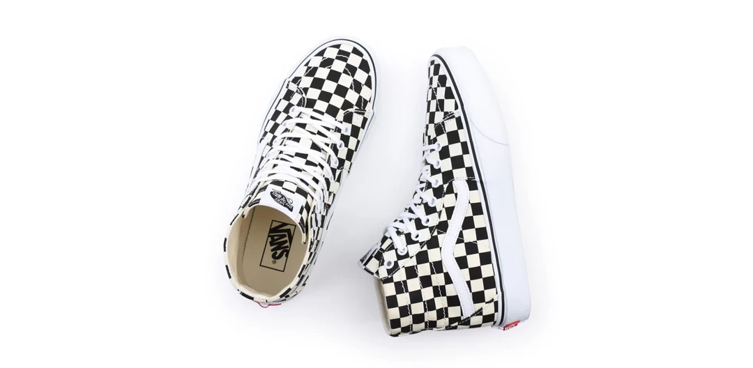 Vans Unisex Checkerboard Sk8 Hi Tapered Shoes - Black / White