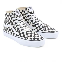 Vans Unisex Checkerboard Sk8 Hi Tapered Shoes - Black / White