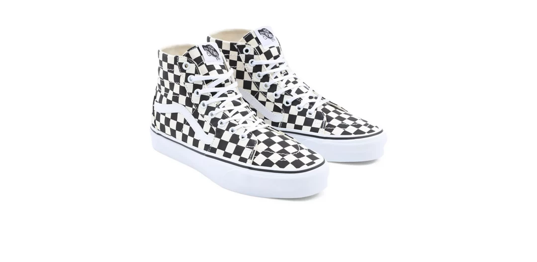 Vans Unisex Checkerboard Sk8 Hi Tapered Shoes - Black / White