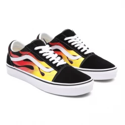 Vans Unisex Flame Old Skool Shoes - Black / True White