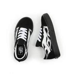 Kids' Vans Kid's Metallic Flame Old Skool Shoes - Black / Silver