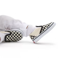 Vans Kid's Checkerboard Slip On TD Shoes - Black / White / Beige