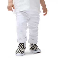 Vans Kid's Checkerboard Slip On TD Shoes - Black / White / Beige
