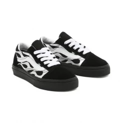 Kids' Vans Kid's Metallic Flame Old Skool Shoes - Black / Silver