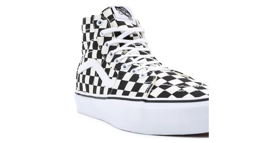 Vans Unisex Checkerboard Sk8 Hi Tapered Shoes - Black / White