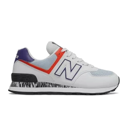 New Balance Women's 574 Shoes - White / Light Blue / Purple / Red