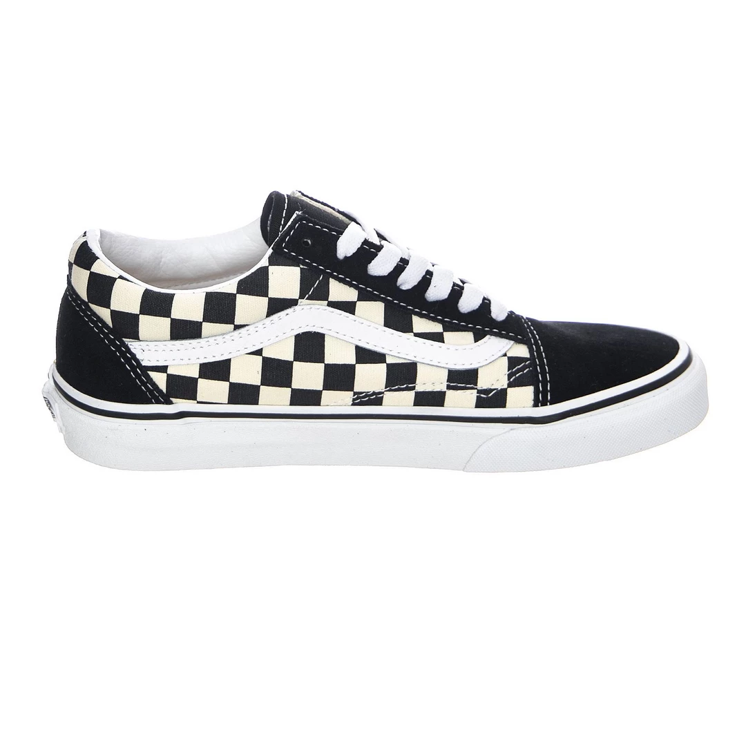 Vans Unisex Primary Check Old Skool Shoes - Black / White