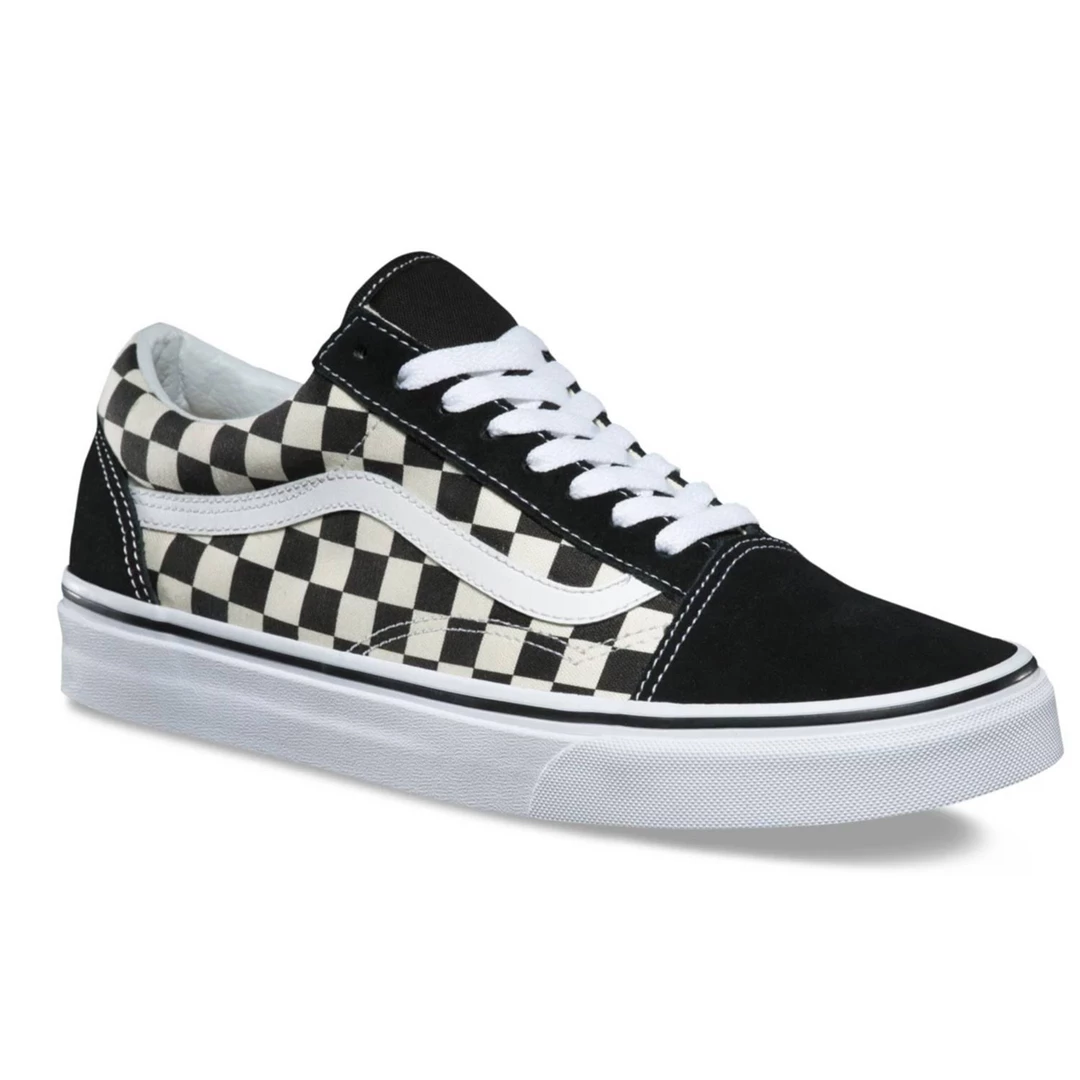 Vans Unisex Primary Check Old Skool Shoes - Black / White