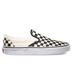 Vans Unisex Classic Slip On Checkerboard Shoes - Black / Beige / White