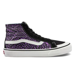 Vans Unisex Sk8 Hi Decon Warped Checkerboard Shoes - Black / Purple / White