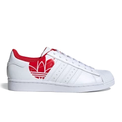 Adidas Men's Superstar Trefoil Shoes - Cloud White / Scarlet