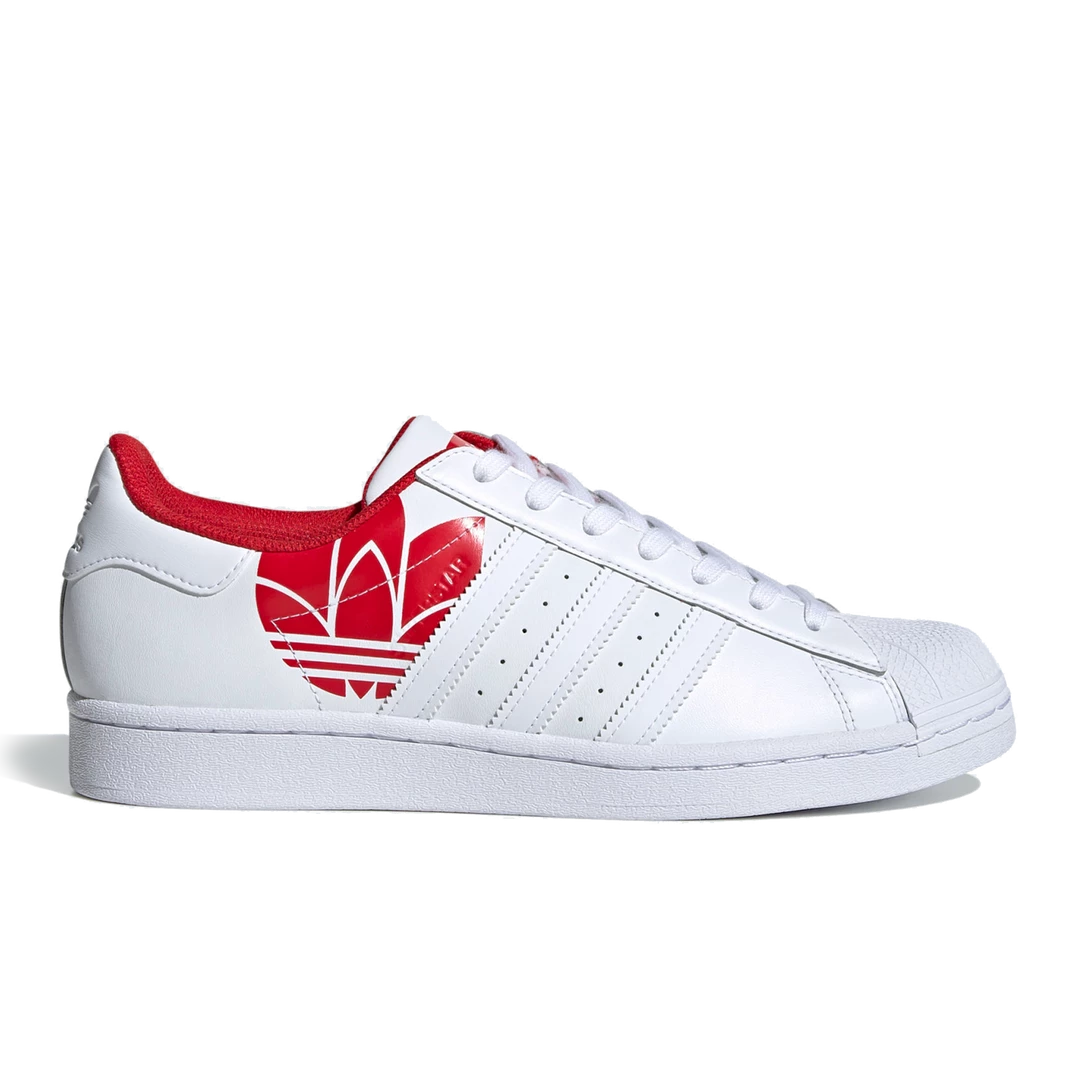 Adidas Men's Superstar Trefoil Shoes - Cloud White / Scarlet