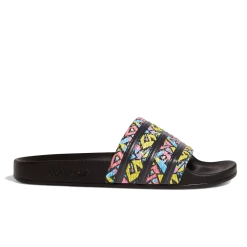 Adidas Adilette Slides - Core Black / Pink / Blue