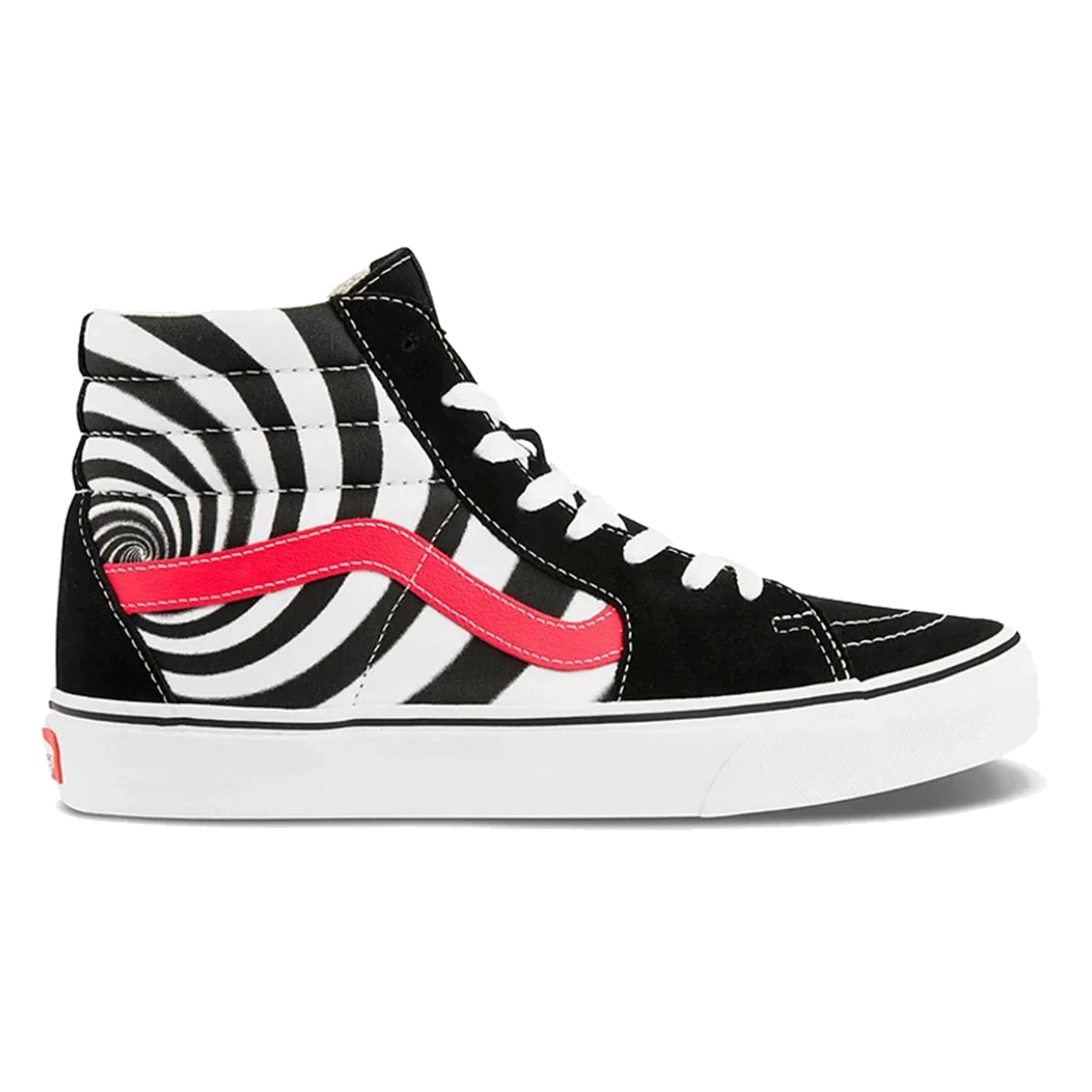 Vans Unisex Swirl Sk8 Hi Shoes - Black / Fiery Coral