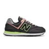 New Balance Women's 574 Shoes - Black / Pink / Lime Green