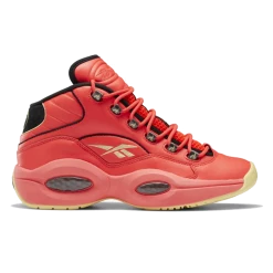Reebok Men's Hot Ones Question Mid Shoes - Neon Cherry Orange / Black / Yellow
