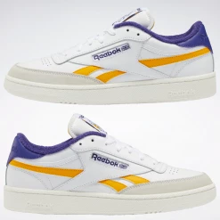 Reebok Men's Club C Revenge Shoes - Cloud White / Collegiate Gold / Bold Purple